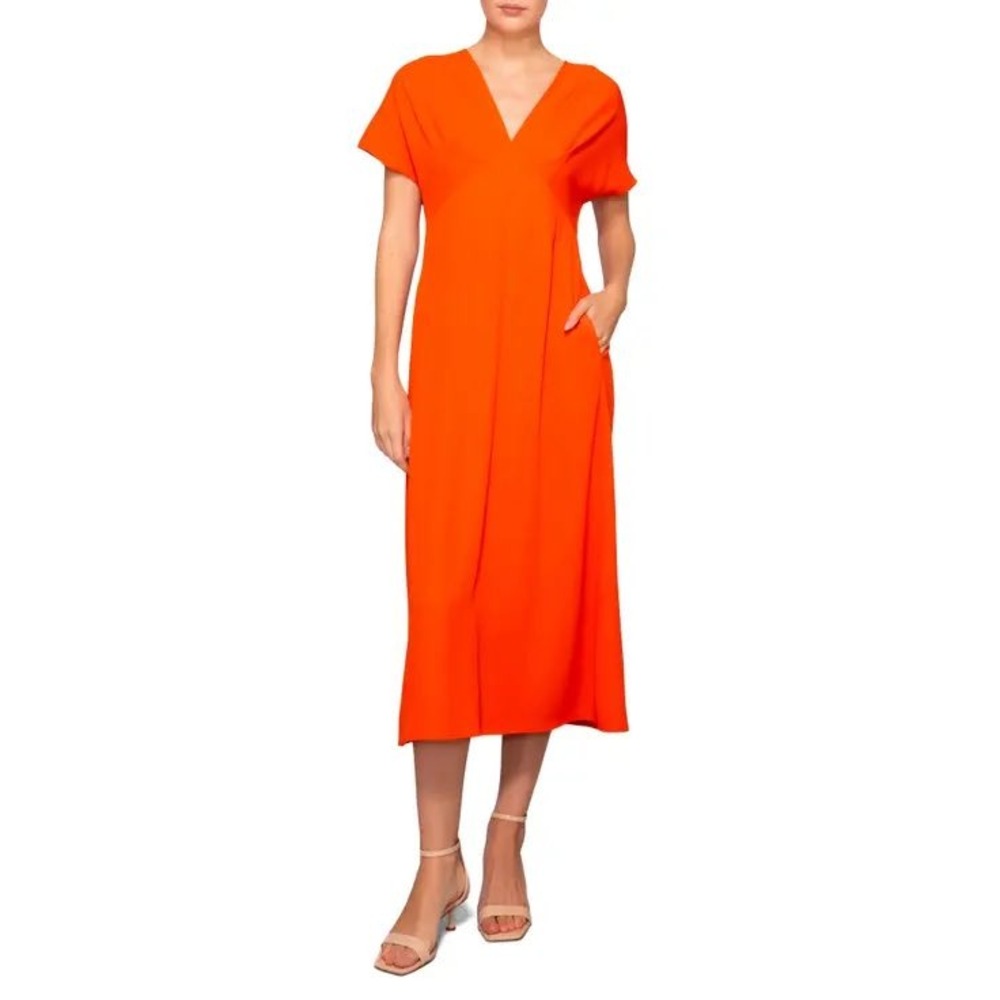 NWT Socialite Nordstrom Womens V-Neck‎ Strappy Back Midi Dress Orangeade XL